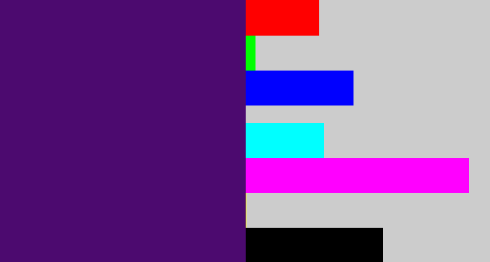 Hex color #4c0a6f - royal purple