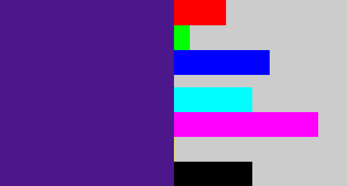 Hex color #4c178b - indigo