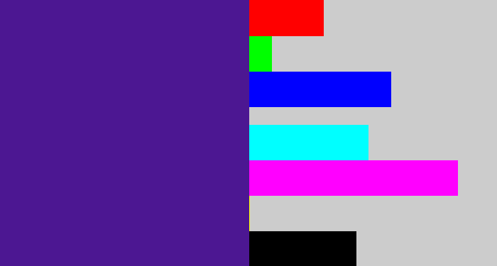 Hex color #4c1792 - indigo