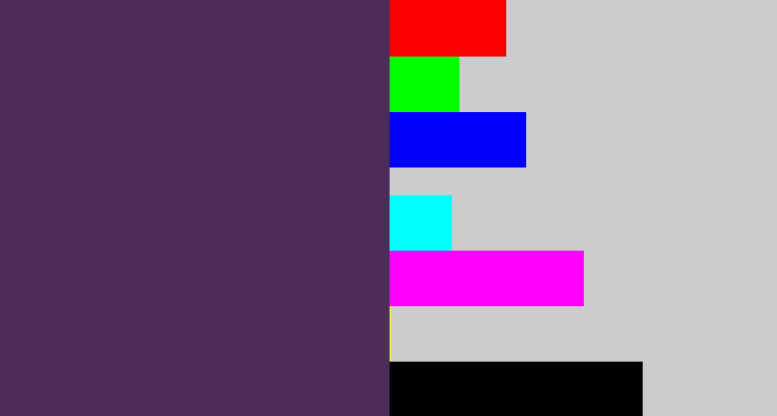 Hex color #4c2d5a - grape purple