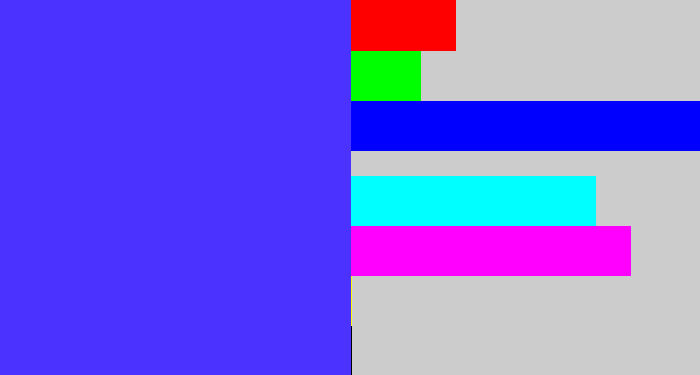 Hex color #4c32ff - light royal blue