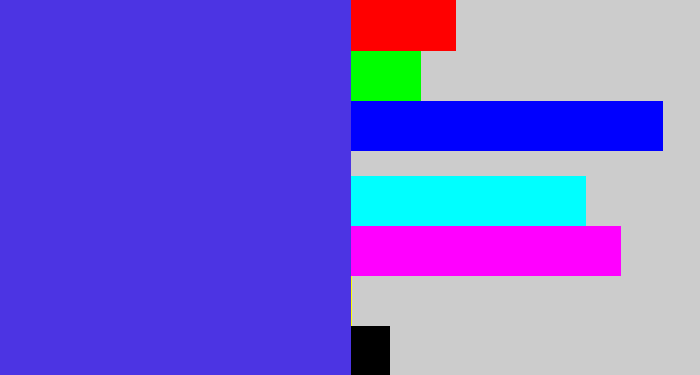 Hex color #4c34e3 - purpley blue