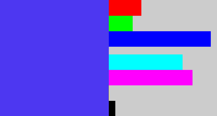 Hex color #4c38f0 - purpley blue