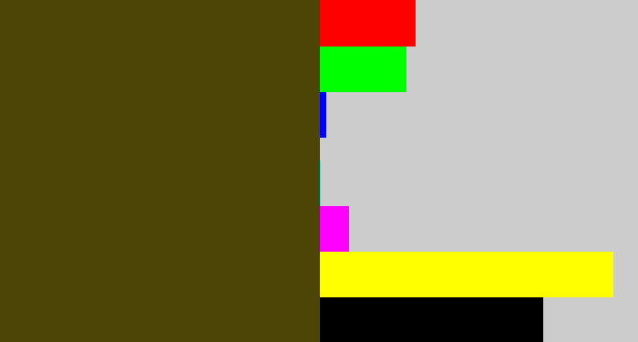 Hex color #4c4506 - green brown