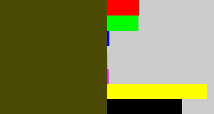 Hex color #4c4b05 - green brown