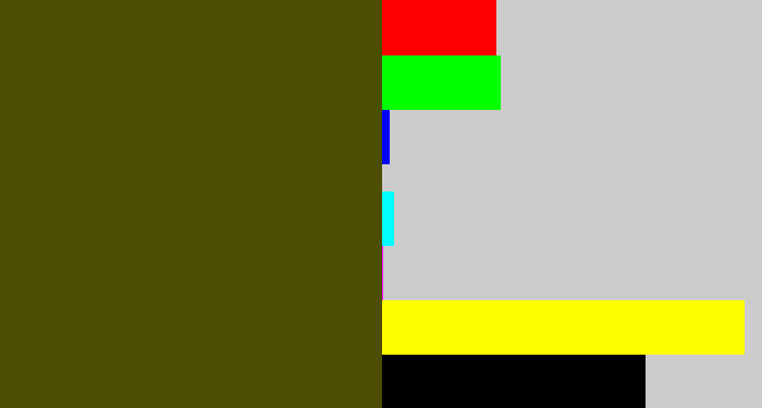 Hex color #4c4e04 - green brown