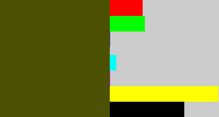 Hex color #4c5101 - green brown