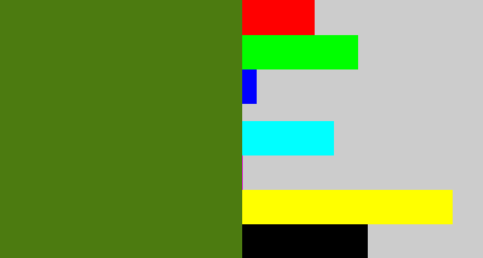 Hex color #4c7b10 - sap green