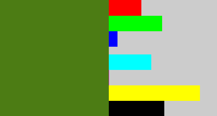 Hex color #4c7c14 - sap green