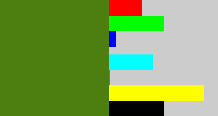 Hex color #4c7f10 - sap green