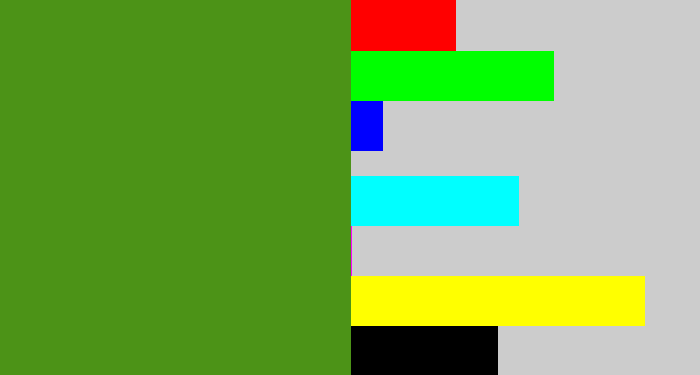 Hex color #4c9317 - sap green