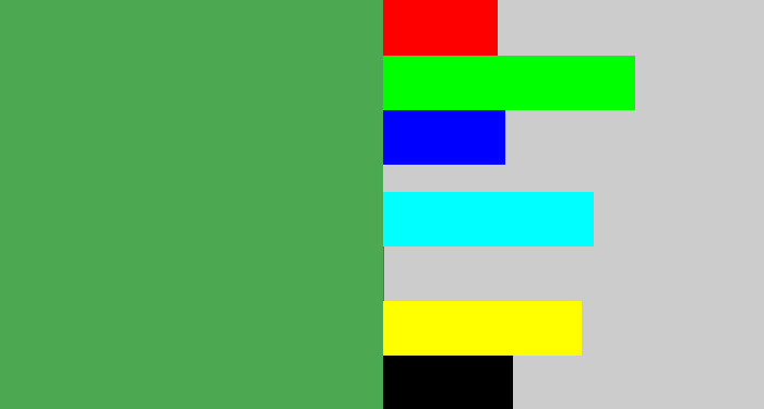 Hex color #4ca851 - mid green