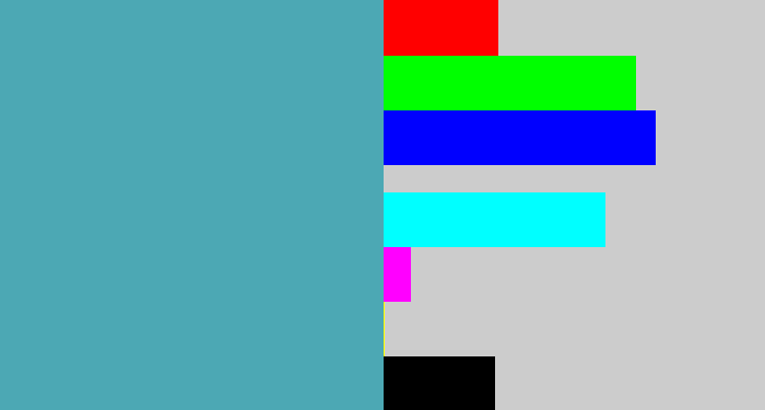Hex color #4ca8b4 - greeny blue