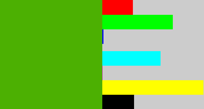 Hex color #4cb002 - lawn green