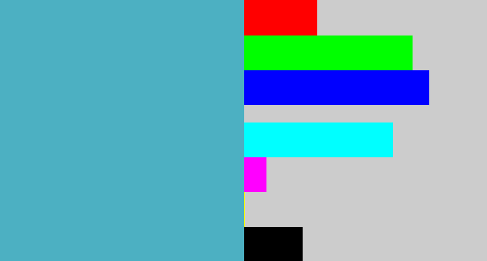 Hex color #4cb0c2 - faded blue