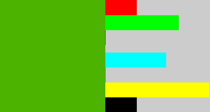 Hex color #4cb301 - kermit green