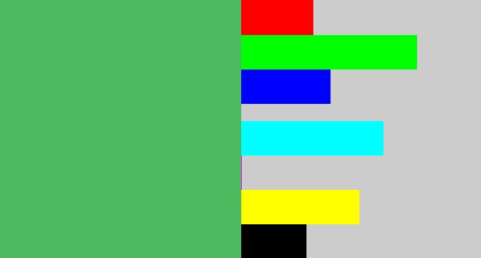 Hex color #4cb95f - dark pastel green