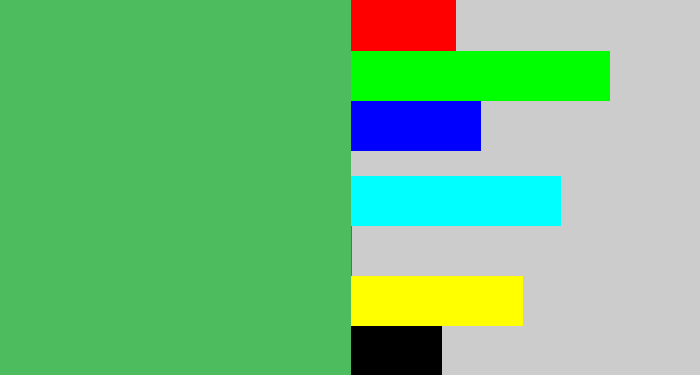 Hex color #4cbc5f - dark pastel green