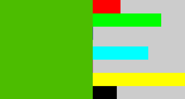 Hex color #4cbd00 - frog green