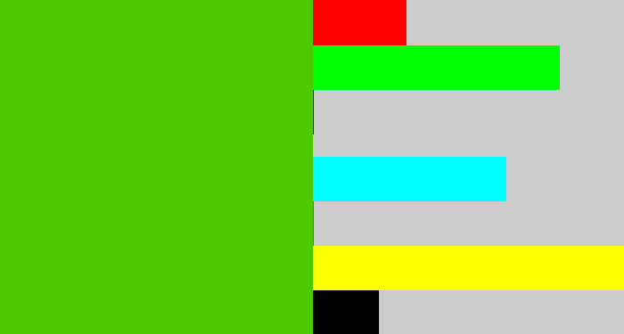 Hex color #4cca01 - frog green
