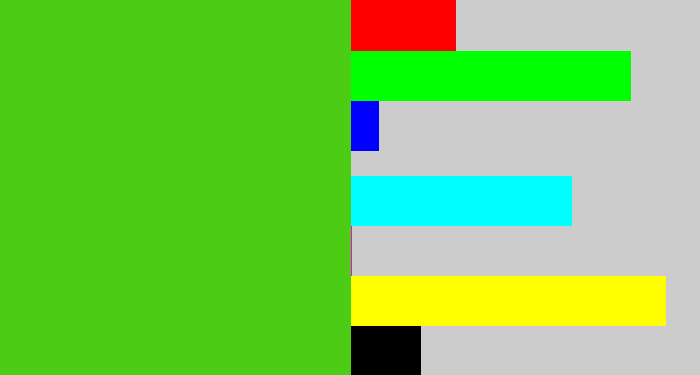 Hex color #4ccc14 - frog green