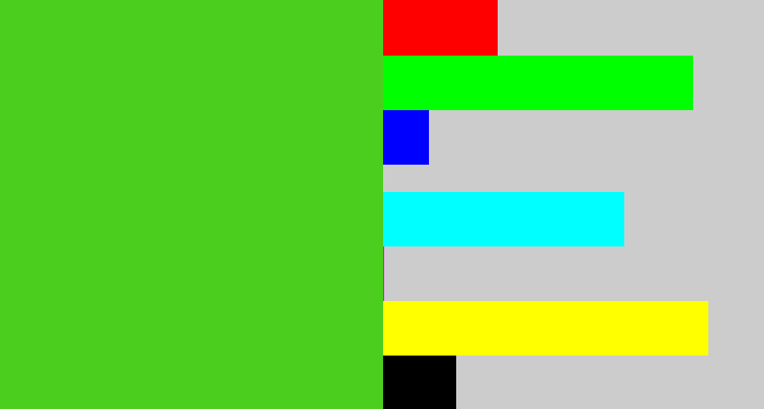 Hex color #4cce1e - green apple