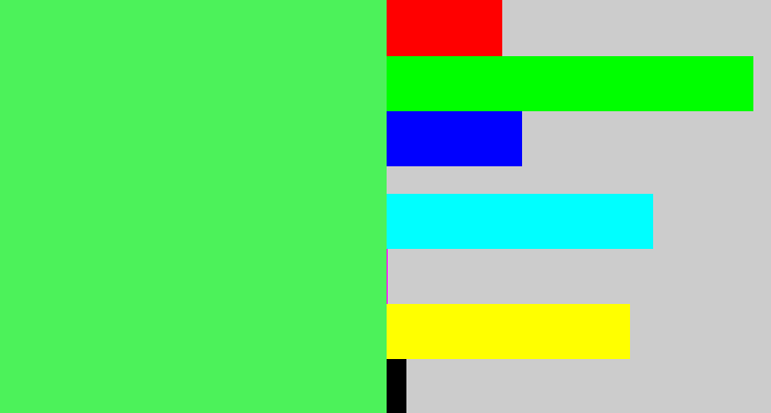 Hex color #4cf25a - light neon green