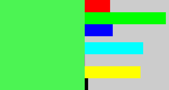 Hex color #4cf453 - light neon green