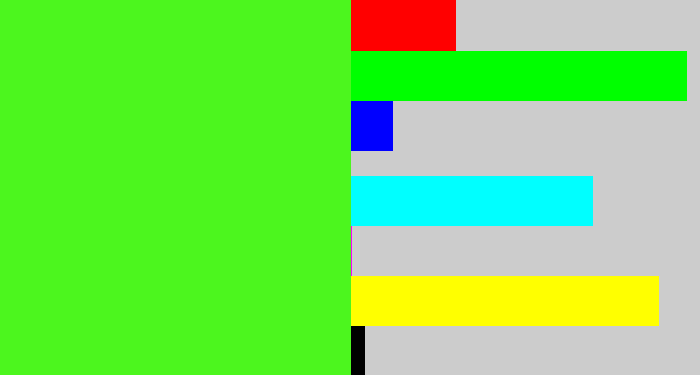 Hex color #4cf61e - poison green