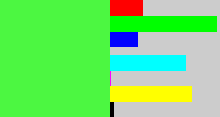 Hex color #4cf741 - light neon green