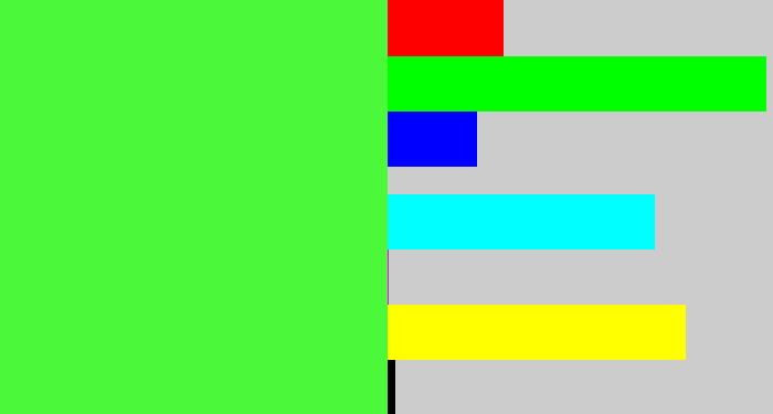Hex color #4cf93a - light neon green