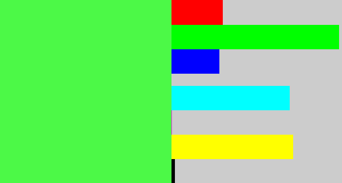 Hex color #4cf947 - light neon green