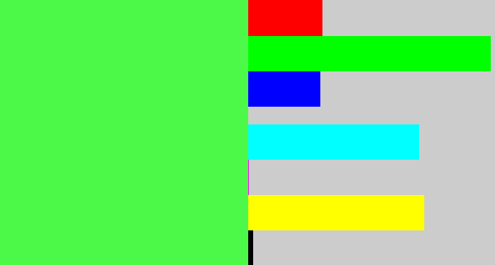 Hex color #4cf949 - light neon green