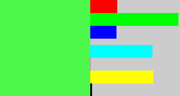 Hex color #4cf94a - light neon green