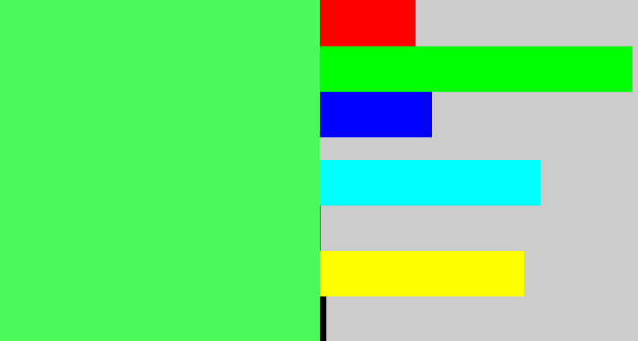 Hex color #4cf95a - light neon green