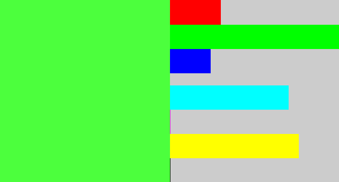 Hex color #4cff3d - light neon green