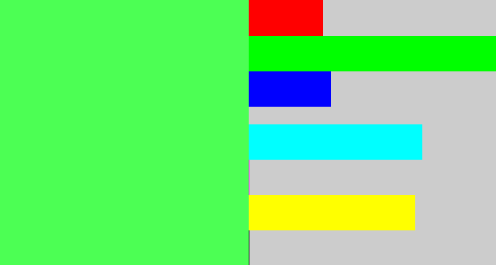 Hex color #4cff54 - light neon green