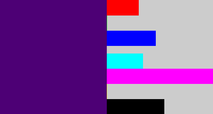 Hex color #4d0075 - royal purple