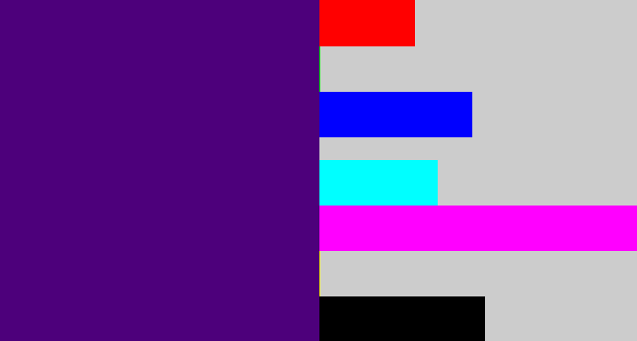 Hex color #4d007b - royal purple