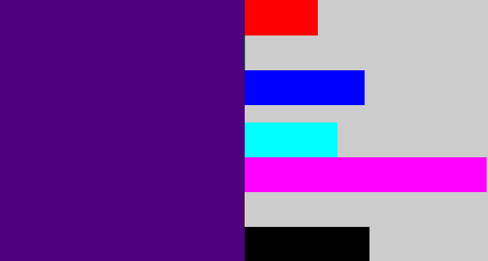 Hex color #4d017c - royal purple