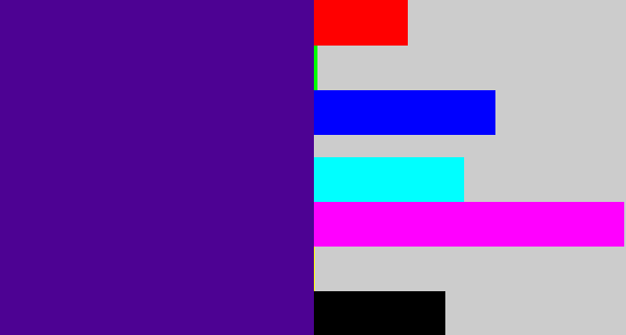 Hex color #4d0293 - indigo