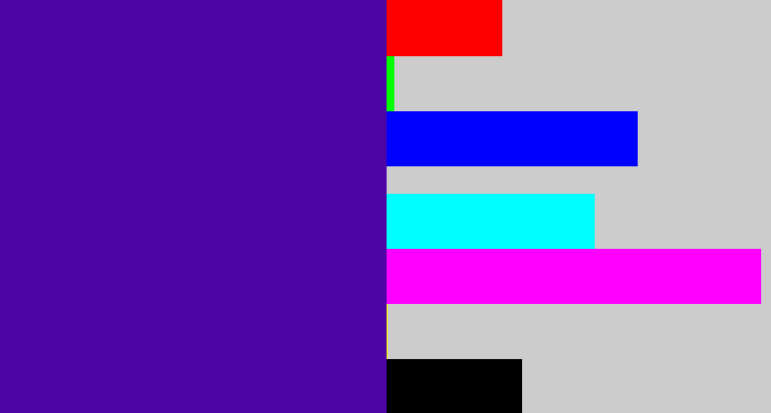 Hex color #4d05a6 - indigo blue