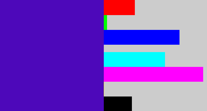 Hex color #4d08ba - violet blue