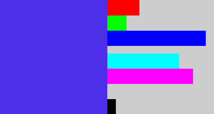Hex color #4d2fea - purpley blue