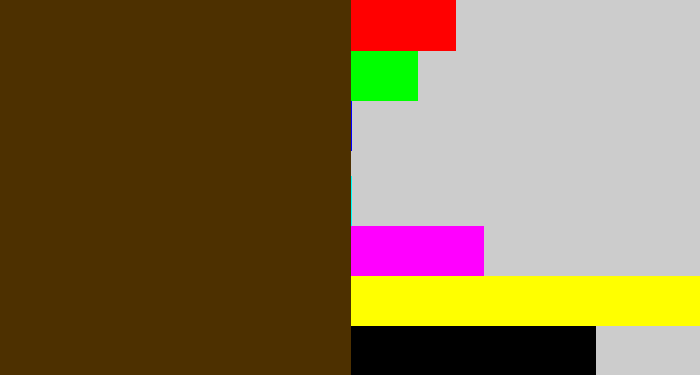 Hex color #4d3000 - brown