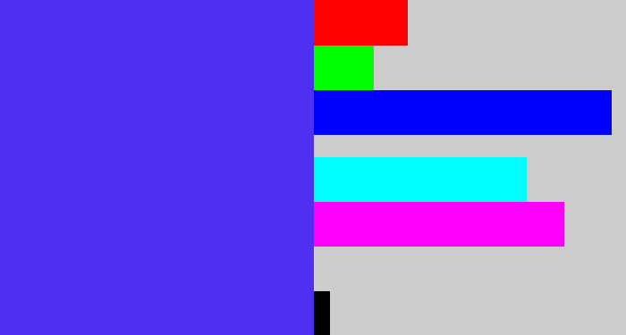 Hex color #4d30f1 - purpley blue