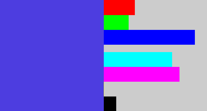 Hex color #4d3de0 - purpley blue