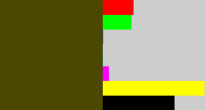 Hex color #4d4801 - green brown