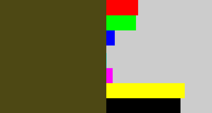 Hex color #4d4814 - green brown