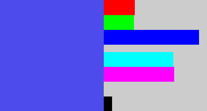 Hex color #4d4beb - warm blue